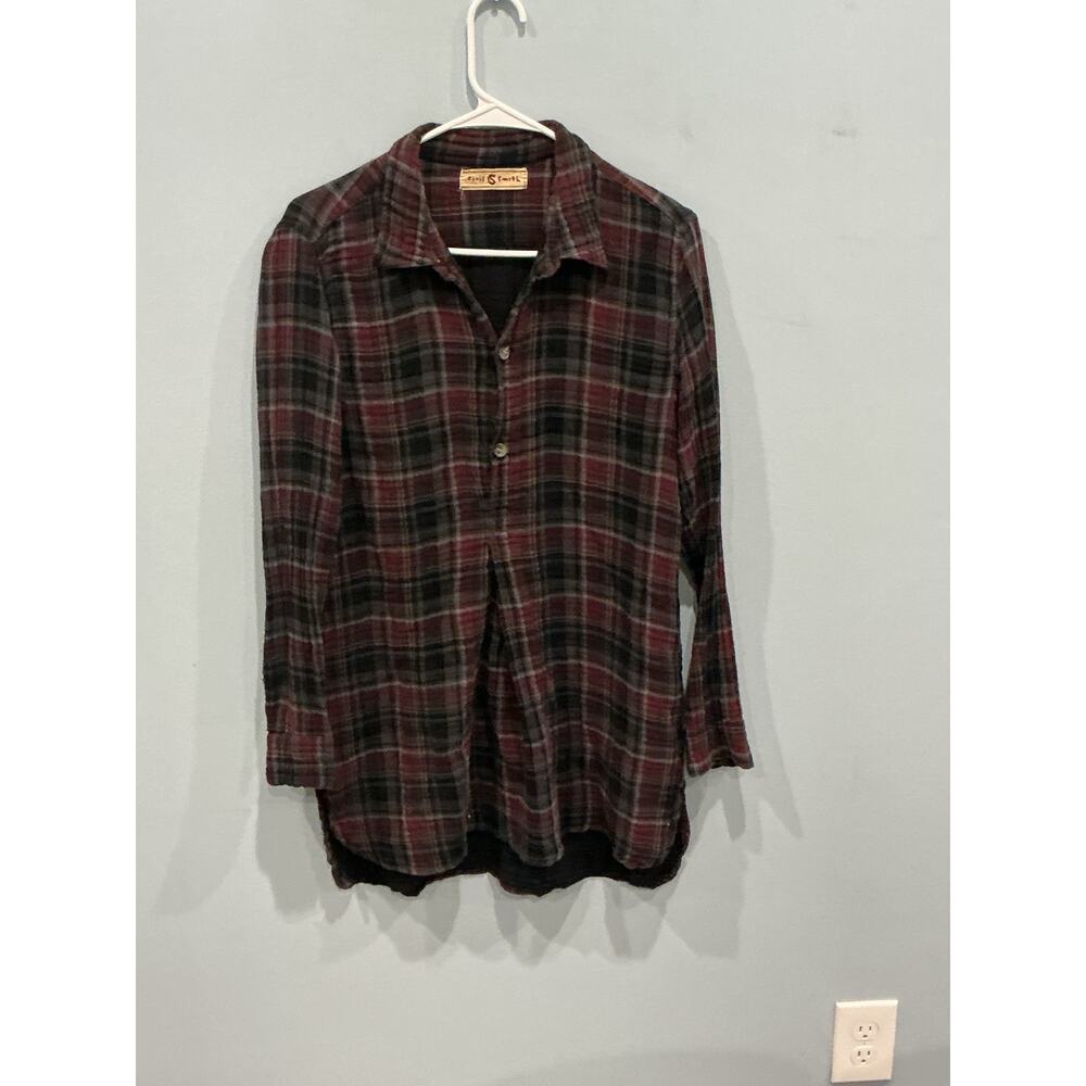 Civil Smith Womens Gauzy Cotton Flannel Popover L Gorpcore Granola Made in USA